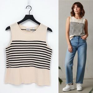 Vintage Villager Sport Boxy Minimalist Stripe Knit Tank | XL